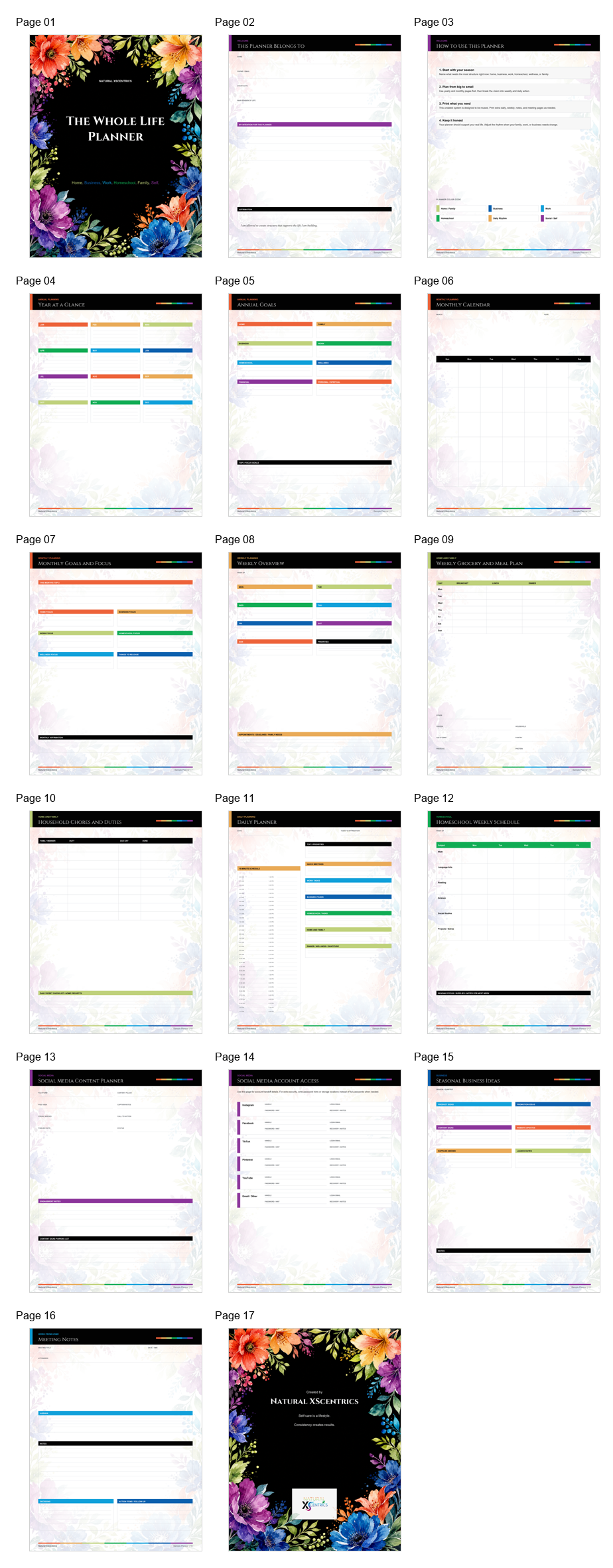 Whole Life Planner printable page preview